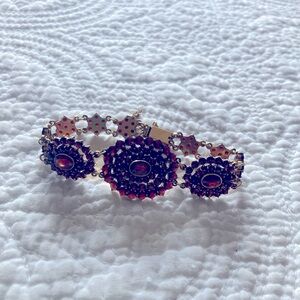 Antique Bohemian Garnet-Style Glass Bracelet
